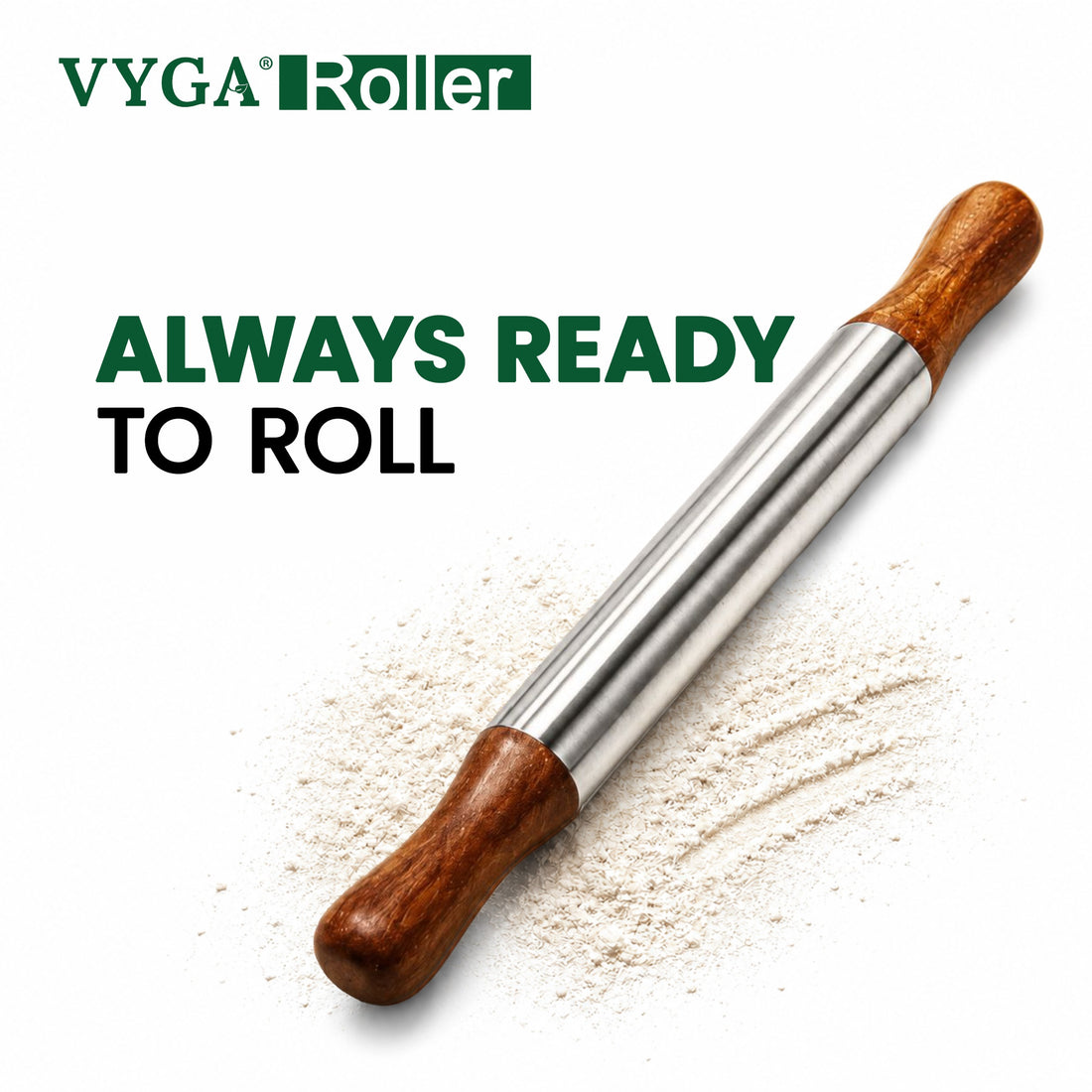 VYGA Stainless Steel Belan with Premium Teak Wood Handle