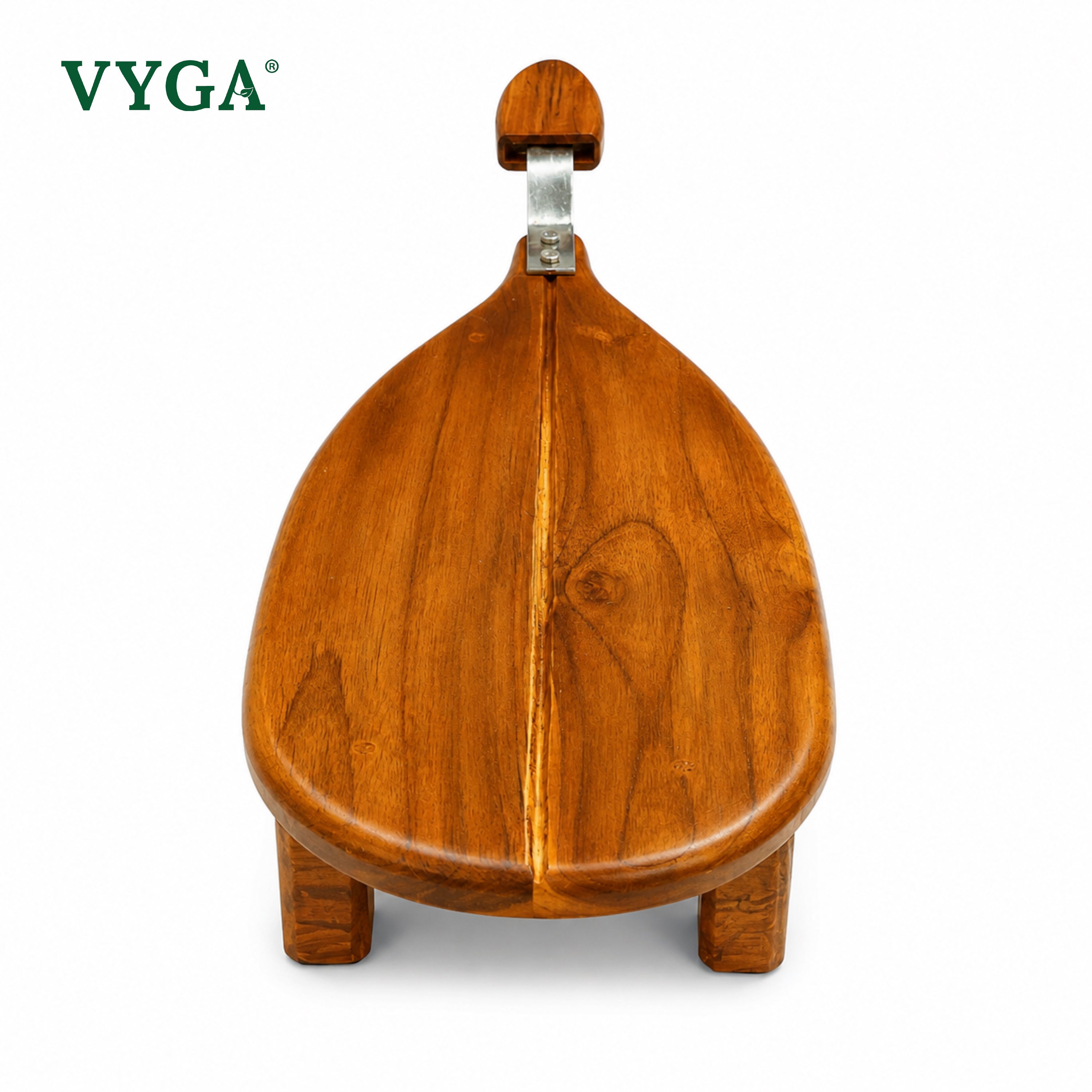 Vyga Traditional Sit-On  Teakwood Coconut Scraper | Handcrafted Wooden Coconut Grater with Stainless Steel Blade | Elevated Stable Design