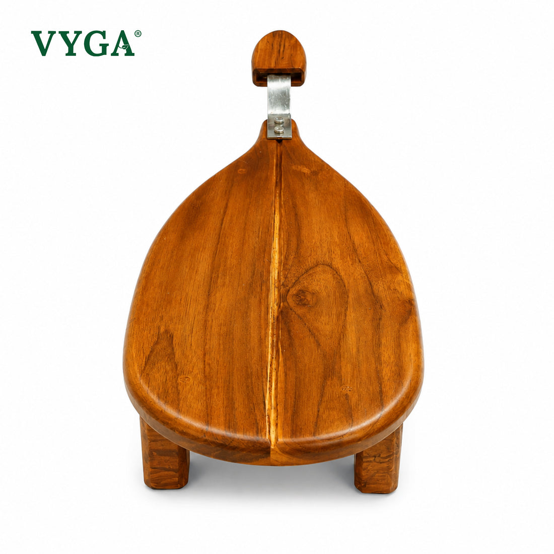 Vyga Traditional Sit-On  Teakwood Coconut Scraper | Handcrafted Wooden Coconut Grater with Stainless Steel Blade | Elevated Stable Design