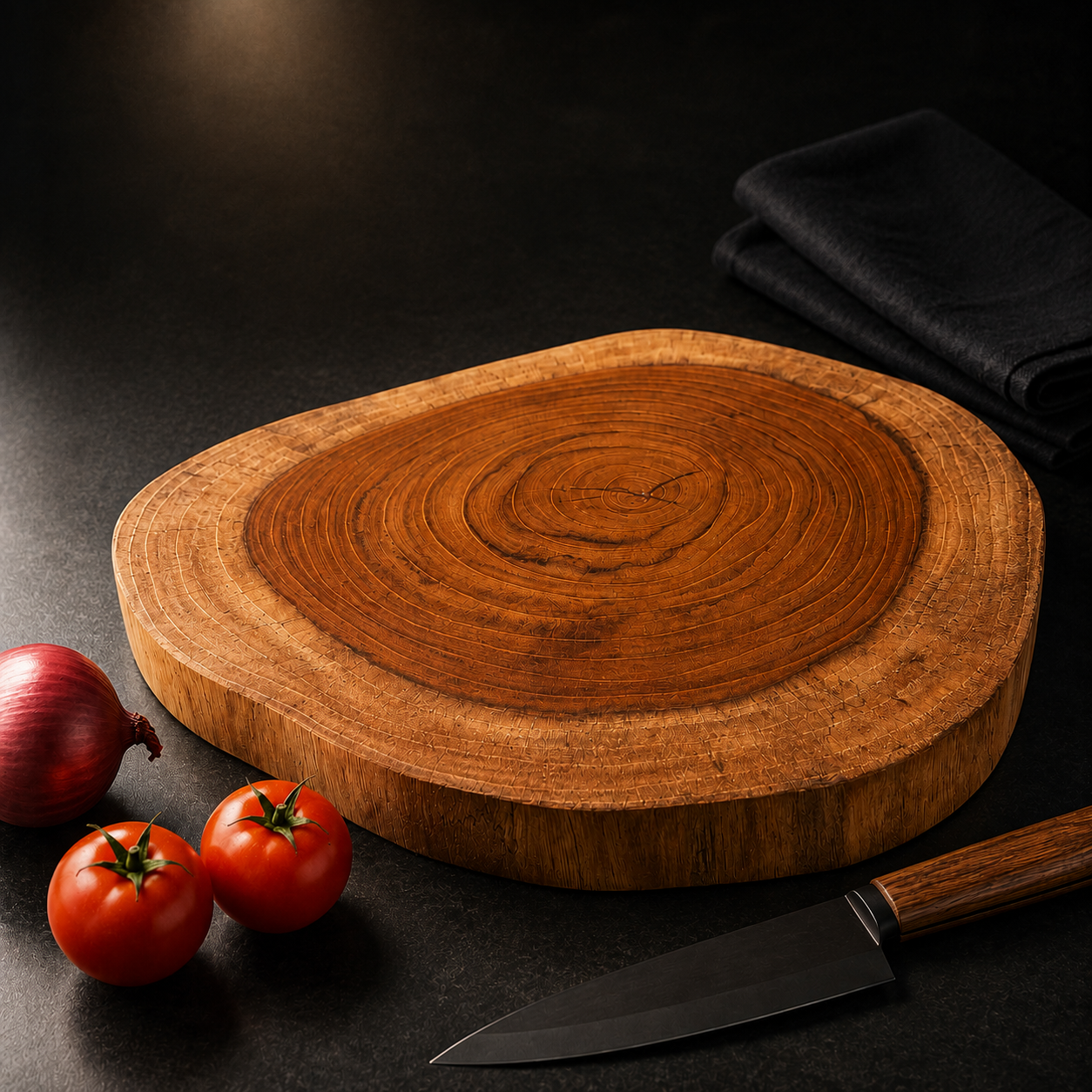 Bark & Soul Natural Teak Wood Cutting Board | Handmade Solid Teak Chopping Board | Live Edge Wooden Cutting Board for Meat, Vegetables, Fruits & Bread | Reversible | Food Safe