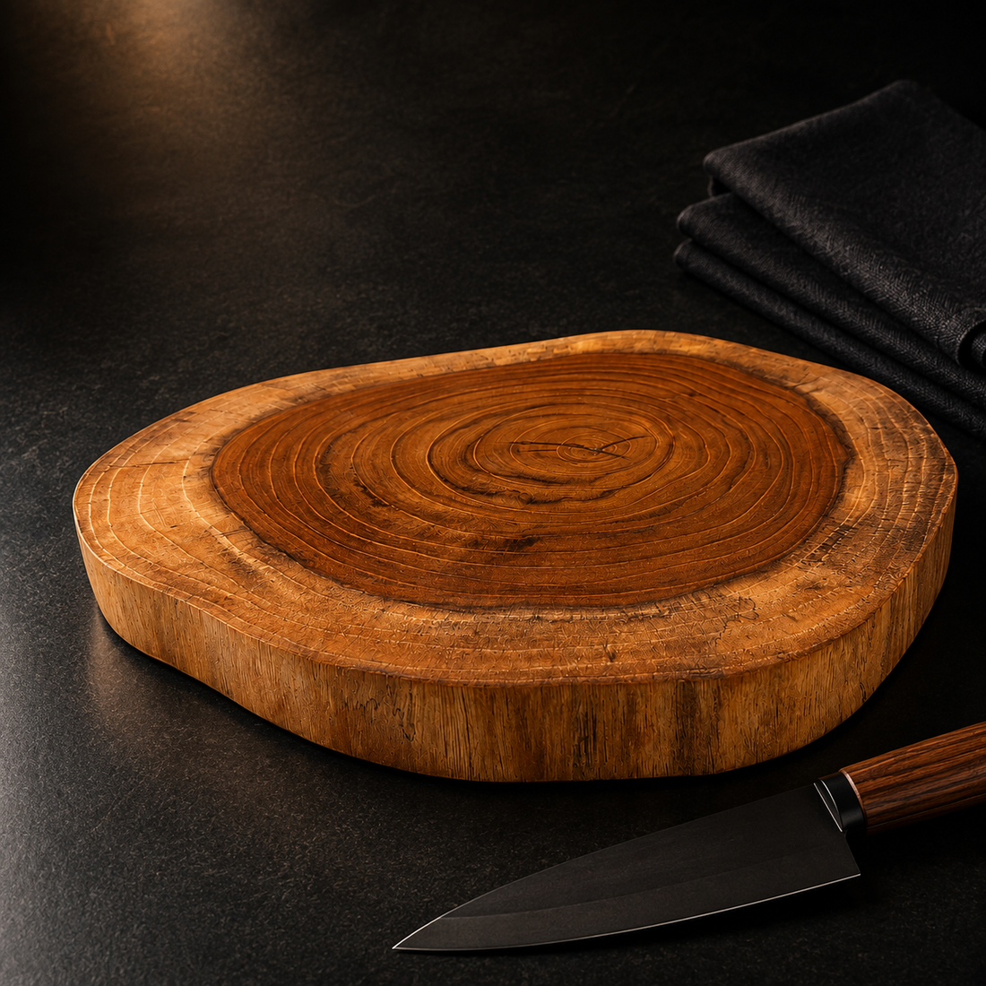 Bark & Soul Natural Teak Wood Cutting Board | Handmade Solid Teak Chopping Board | Live Edge Wooden Cutting Board for Meat, Vegetables, Fruits & Bread | Reversible | Food Safe