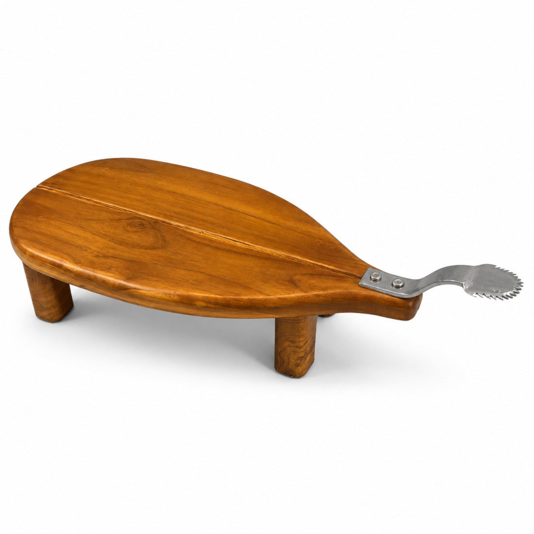 Vyga Traditional Sit-On  Teakwood Coconut Scraper | Handcrafted Wooden Coconut Grater with Stainless Steel Blade | Elevated Stable Design