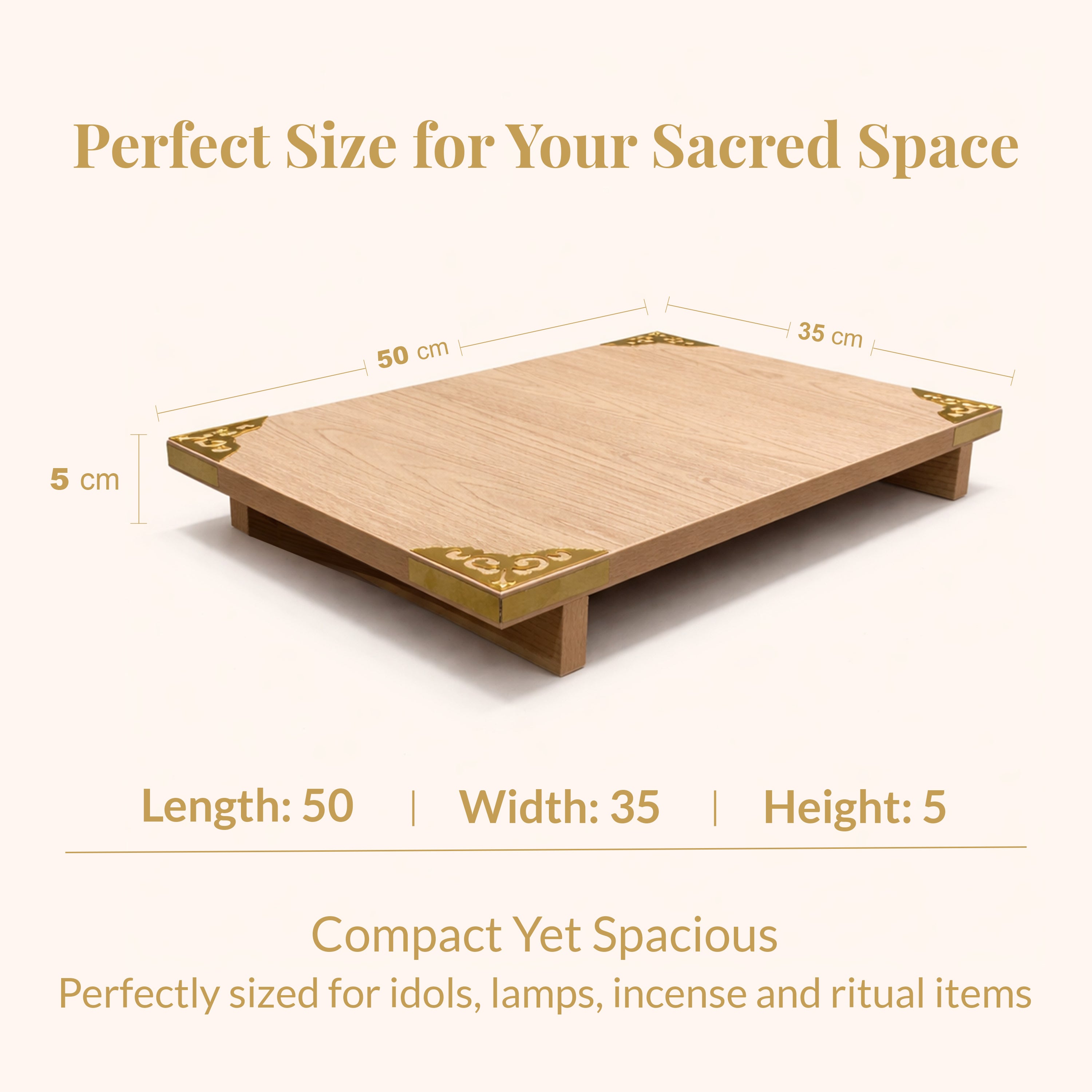 Wooden Pooja Chowki (50x35) Brown